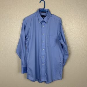 Light Blue Izod Approx Sz Large Long Sleeved Mens Twill Button Up Collared Shirt
